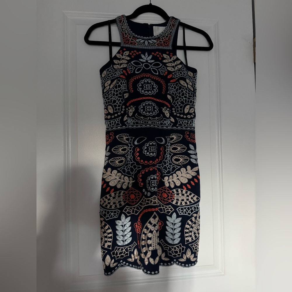 J.O.A. Navy Embroidered Dress